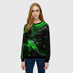 Свитшот женский Green dark abstract geometry style, цвет: 3D-черный — фото 2