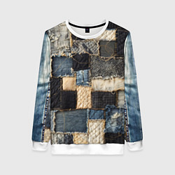 Женский свитшот Заплатки пэчворк на джинсе