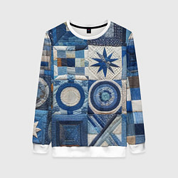 Свитшот женский Denim patchwork - ai art, цвет: 3D-белый