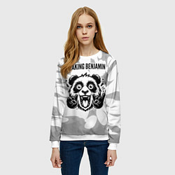 Свитшот женский Breaking Benjamin рок панда на светлом фоне, цвет: 3D-белый — фото 2