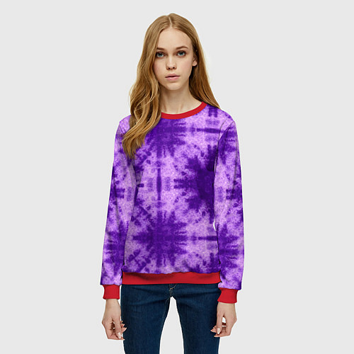 Женский свитшот Тай дай фиолетовый / 3D-Красный – фото 3