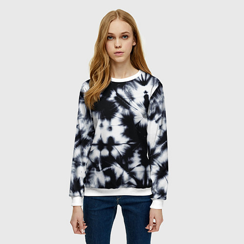 Женский свитшот Серый тай дай / 3D-Белый – фото 3