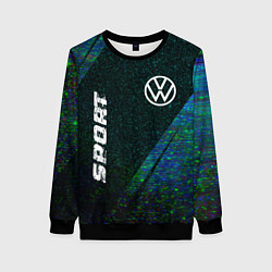 Свитшот женский Volkswagen sport glitch blue, цвет: 3D-черный