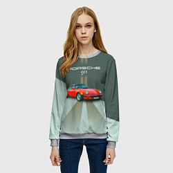 Свитшот женский Porsche спортивный немецкий автомобиль, цвет: 3D-меланж — фото 2