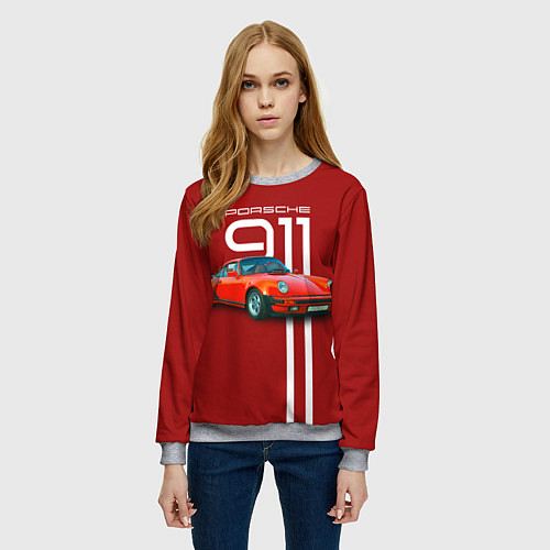 Женский свитшот Порше спортивный немецкий автомобиль / 3D-Меланж – фото 3