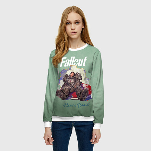 Женский свитшот Максимус - Фаллаут / 3D-Белый – фото 3