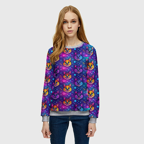Женский свитшот Furry anime face / 3D-Меланж – фото 3