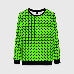 Свитшот женский Зелёные лепестки шестиугольники, цвет: 3D-черный