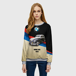 Свитшот женский Винтажный автомобиль BMW 340, цвет: 3D-меланж — фото 2