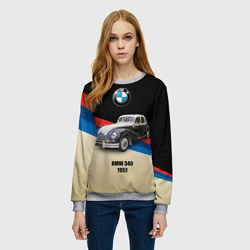 Женский свитшот Винтажный автомобиль BMW 340 / 3D-Меланж – фото 3