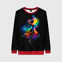 Свитшот женский Неоновая танцовщица в звездном небе, цвет: 3D-красный