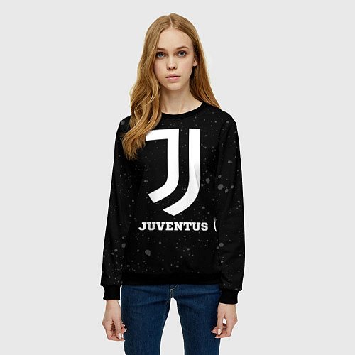 Женский свитшот Juventus sport на темном фоне / 3D-Черный – фото 3