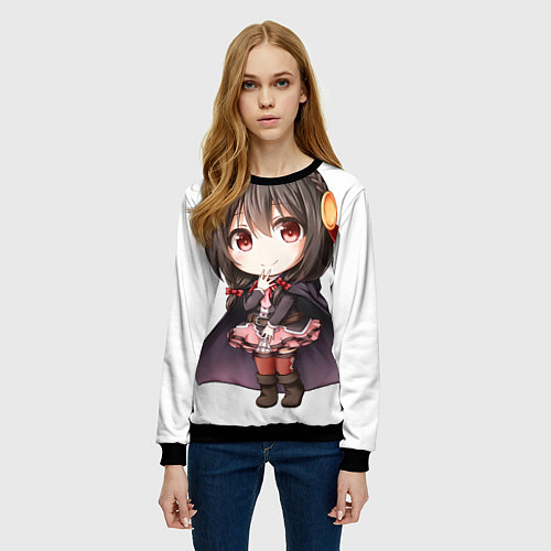 Женский свитшот Konosuba Юн-юн чибик / 3D-Черный – фото 3