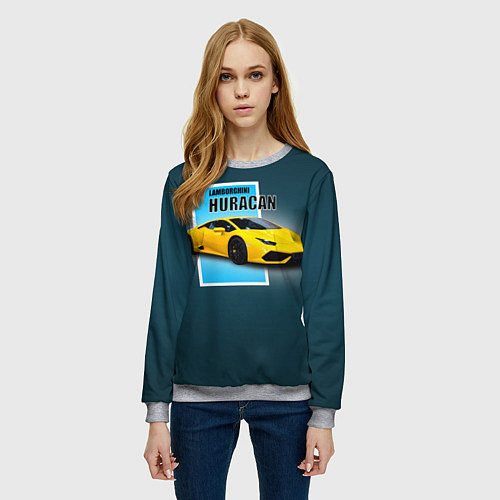 Женский свитшот Спортивная итальянская машина Lamborghini Huracan / 3D-Меланж – фото 3