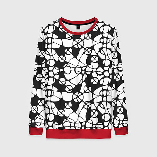 Женский свитшот Абстрактный узор из кругов и овалов / 3D-Красный – фото 1