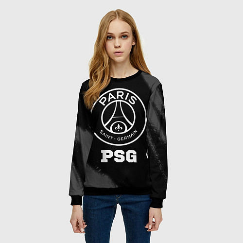 Женский свитшот PSG sport на темном фоне / 3D-Черный – фото 3