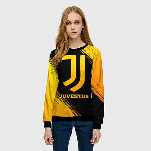 Женский свитшот Juventus - gold gradient / 3D-Черный – фото 3