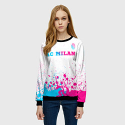 Свитшот женский AC Milan neon gradient style посередине, цвет: 3D-черный — фото 2