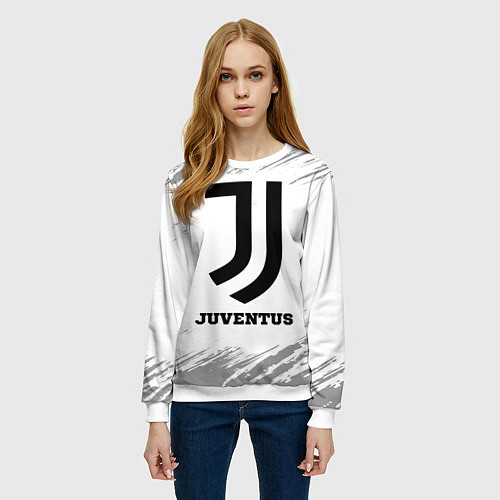 Женский свитшот Juventus sport на светлом фоне / 3D-Белый – фото 3