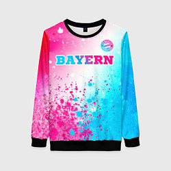 Свитшот женский Bayern neon gradient style посередине, цвет: 3D-черный