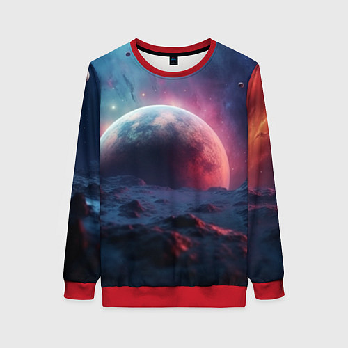 Женский свитшот Фантастика космос и планета / 3D-Красный – фото 1
