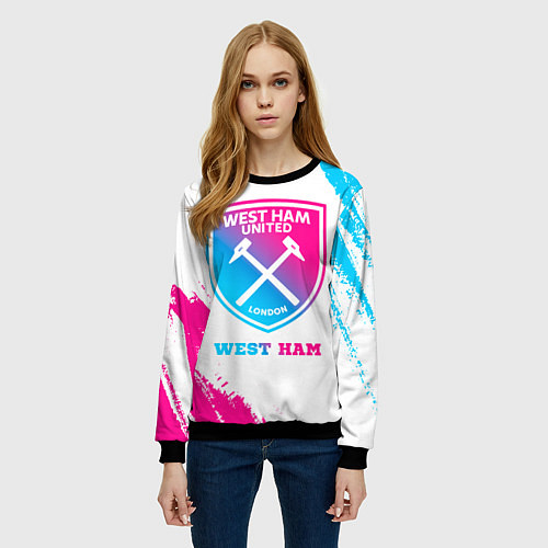 Женский свитшот West Ham neon gradient style / 3D-Черный – фото 3