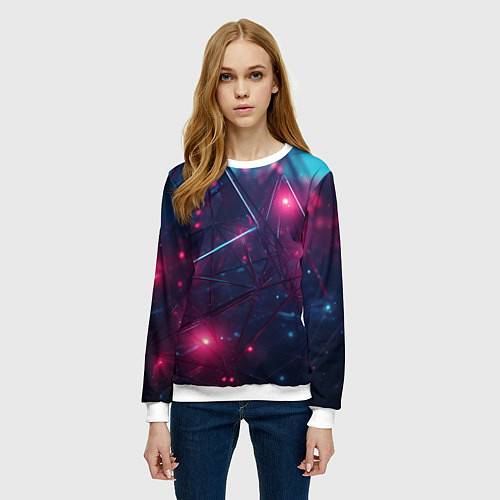 Женский свитшот Конструкция с ярким свечением / 3D-Белый – фото 3