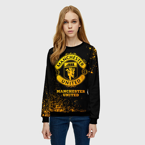 Женский свитшот Manchester United - gold gradient / 3D-Черный – фото 3