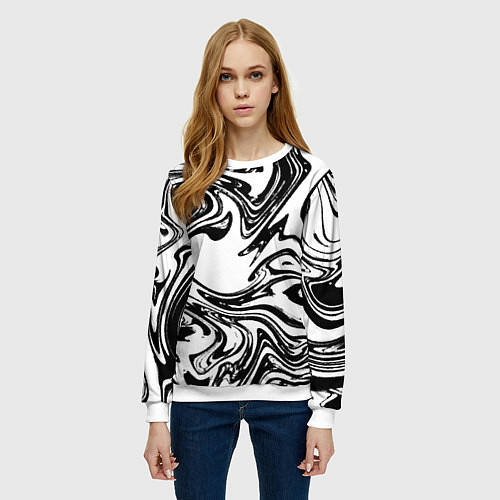 Женский свитшот Абстрактная черно-белая / 3D-Белый – фото 3