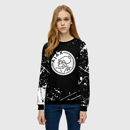 Женский свитшот Аякс краски брызги спорт / 3D-Черный – фото 3