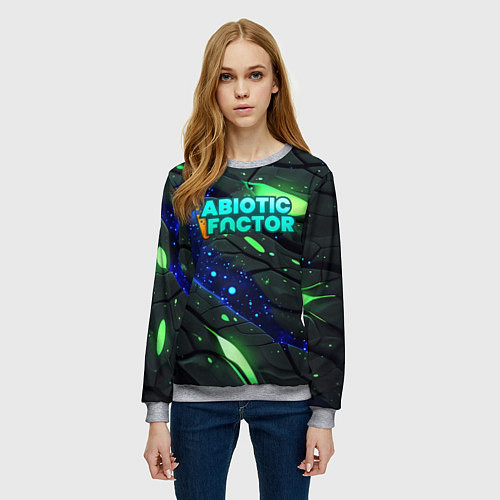 Женский свитшот Abiotic Factor logo bright neon / 3D-Меланж – фото 3