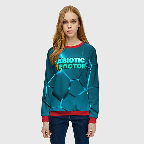 Женский свитшот Abiotic Factor logo neon / 3D-Красный – фото 3