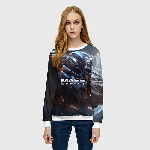 Женский свитшот Mass Effect game space / 3D-Белый – фото 3