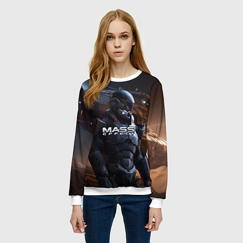 Женский свитшот Mass Effect game space / 3D-Белый – фото 3