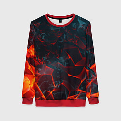 Женский свитшот Темная абстракция с разломом красных плит