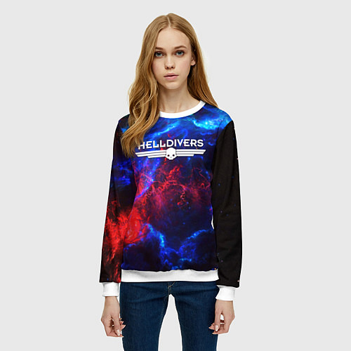Женский свитшот Helldivers: Space Logo / 3D-Белый – фото 3