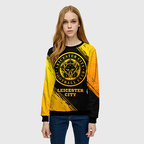 Женский свитшот Leicester City - gold gradient / 3D-Черный – фото 3