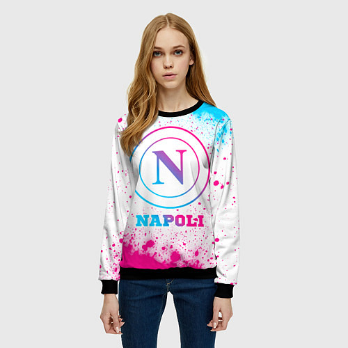 Женский свитшот Napoli neon gradient style / 3D-Черный – фото 3