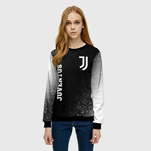 Женский свитшот Juventus sport на темном фоне вертикально / 3D-Черный – фото 3
