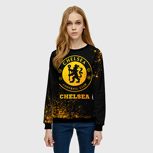 Женский свитшот Chelsea - gold gradient / 3D-Черный – фото 3