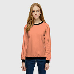 Свитшот женский Насыщенный персиковый текстурированный, цвет: 3D-черный — фото 2