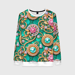 Женский свитшот Ювелирные бирюзовые украшение с золотом и бриллиан