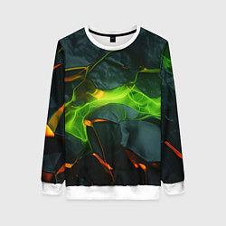 Свитшот женский Неоновая яркая геометрическая абстракция со светом, цвет: 3D-белый