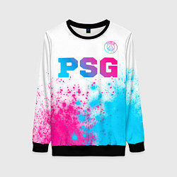 Свитшот женский PSG neon gradient style посередине, цвет: 3D-черный