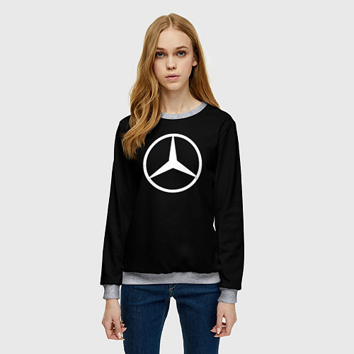 Женский свитшот Mercedes benz logo white / 3D-Меланж – фото 3