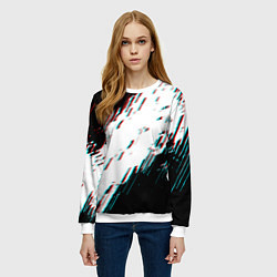 Свитшот женский Glitch effect, цвет: 3D-белый — фото 2