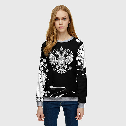 Женский свитшот Россия герб краски брызги / 3D-Меланж – фото 3