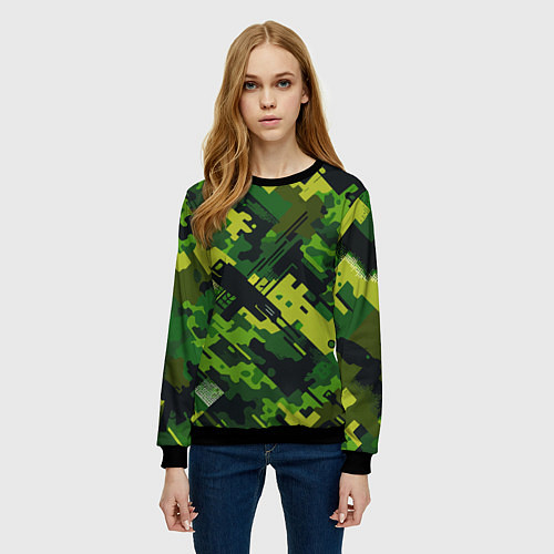 Женский свитшот Camouflage - pattern ai art / 3D-Черный – фото 3