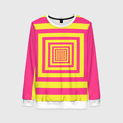 Свитшот женский Желтые квадраты трансформация, цвет: 3D-белый