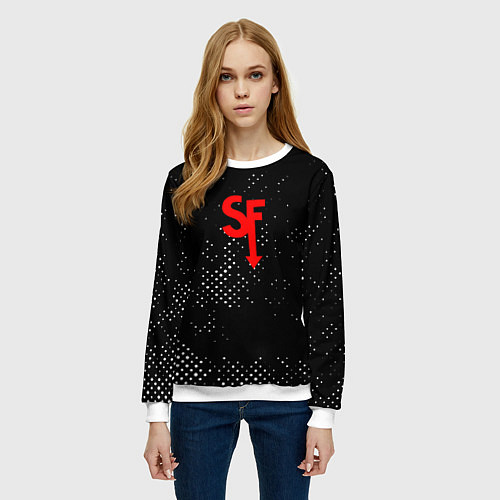 Женский свитшот Салли фейс текстура точки / 3D-Белый – фото 3